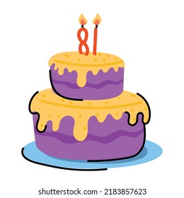 A cake icon in flat design 