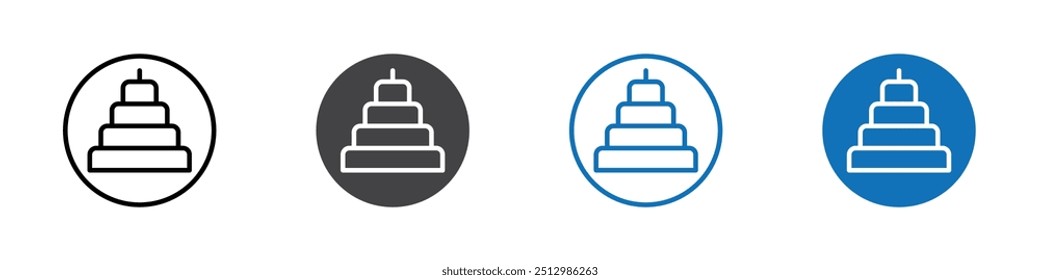 Cake icon flat editable icon mark set.