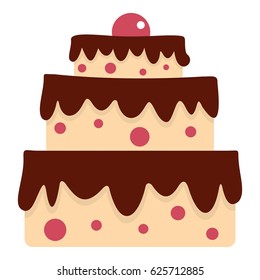 Cake icon flat isolated on white background vector illustration