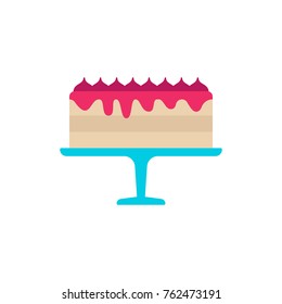 Cake icon flat. Isolated symbol on gift topic with cake icon and also dessert and pastry meaning vector illustration.