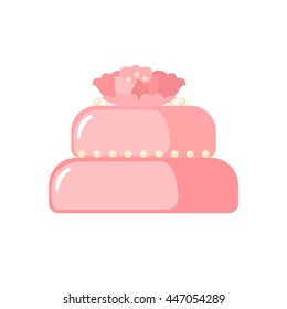 Cake icon in flat style isolated on white background. Vector illustration