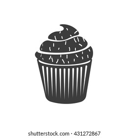 Cake icon. Flat vector illustration in black on white background. EPS 10