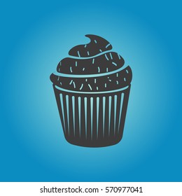 Cake icon. Flat vector illustration in black on white background. EPS 10