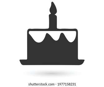 cake icon food black vector illustration