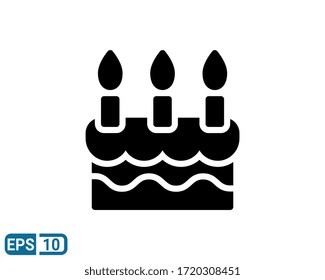 cake icon in glyph style isolated on white background. illustration for graphic designer, website, UI. EPS 10