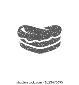 Cake icon in grunge texture. Vintage style vector illustration.