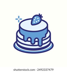 cake icon, isolated blue icon theme bakery