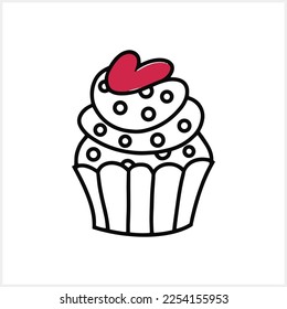 Cake icon isolated. Doodle cake for birthday celebration. Vector stock illustration. EPS 10