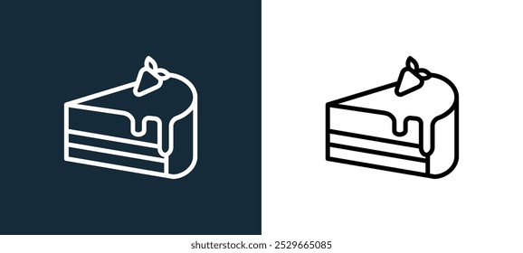 cake icon isolated on white and black colors. cake outline linear vector icon from bakery collection for mobile apps, web and ui.