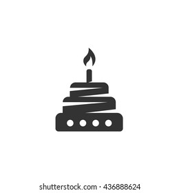 Cake icon isolated on a white background. Logo silhouette design template. Simple symbol concept in flat style. Abstract sign, pictogram for web, mobile and infographics - stock vector