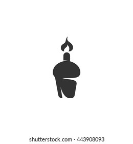 Cake icon isolated on a white background. Logo silhouette design template. Simple symbol concept in flat style. Abstract sign, pictogram for web, mobile and infographics - stock vector