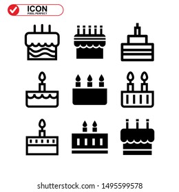 cake icon isolated sign symbol vector illustration - Collection of high quality black style vector icons
