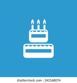 cake icon, isolated, white on the blue background. Exclusive Symbols 