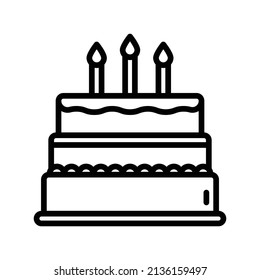 Cake Icon. Line Art Style Design Isolated On White Background