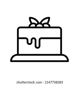 Cake Icon. Line Art Style Design Isolated On White Background
