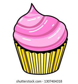 Cake icon. Line art. White background. Social media icon. Business concept. Sign, symbol, web element. Tattoo template. Website pictogram.