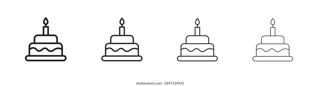 Cake icon line design. thin line vector icon set.