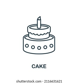 Cake icon. Line element from party icon collection. Linear Cake icon sign for web design, infographics and more.