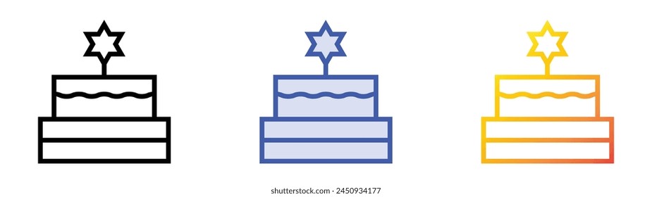 cake icon. Linear, Blue Fill and Gradient Style Design Isolated On White Background