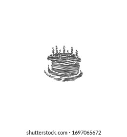 cake icon logo design. Hand drawn sketched with scribble fill
