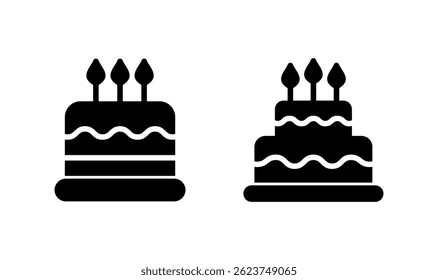 Diseño de logotipo de icono de pastel. Señal de la torta y símbolo. Icono de pastel de cumpleaños