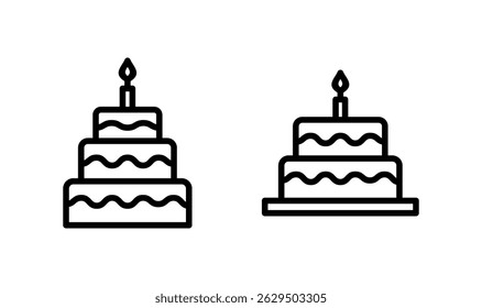 Diseño de logotipo de icono de pastel. Señal de la torta y símbolo. Icono de pastel de cumpleaños