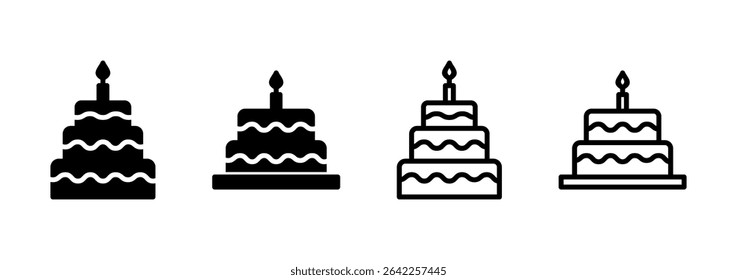 Diseño de logotipo de icono de pastel. Señal de la torta y símbolo. Icono de pastel de cumpleaños
