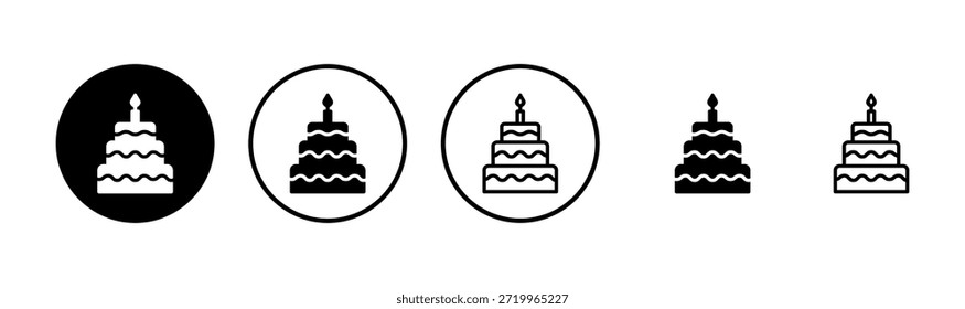 Diseño de logotipo de icono de pastel. Señal de la torta y símbolo. Icono de pastel de cumpleaños
