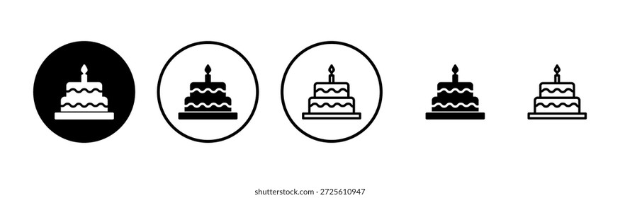 Diseño de logotipo de icono de pastel. Señal de la torta y símbolo. Icono de pastel de cumpleaños