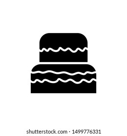 Cake Icon Logo template Design Emblem Isolated , Anniversary Birthday Logo Design Food Bakery Party Love , Outline Solid Background White
