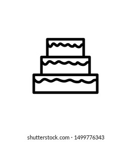 Cake Icon Logo template Design Emblem Isolated , Anniversary Birthday Logo Design Food Bakery Party Love , Outline Solid Background White
