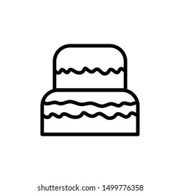 Cake Icon Logo template Design Emblem Isolated , Anniversary Birthday Logo Design Food Bakery Party Love , Outline Solid Background White
