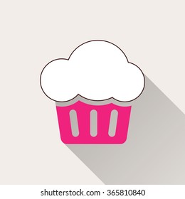 Cake  icon with long shadow, flat design. Vector illustration.