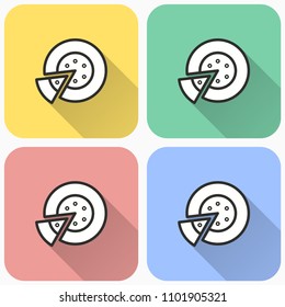 Cake icon with long shadow. Illustration isolated for graphic and web design.