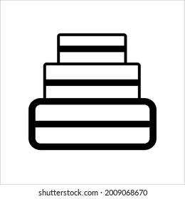 A cake icon made of black lines on a white background for use in web design or clipart