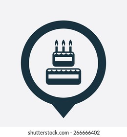 cake icon map pin on white background