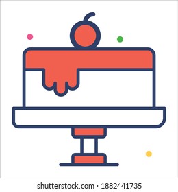 cake icon, modern style Christmas and New Year line icon, Isolated winter holiday symbols