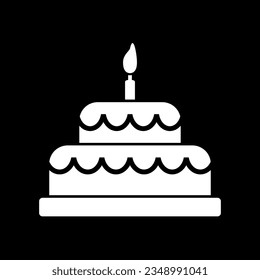 Cake icon on black background. Vector illustration.