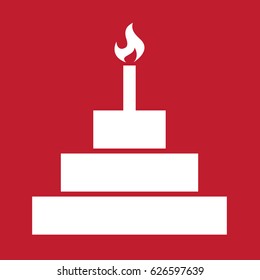 Cake icon on red background