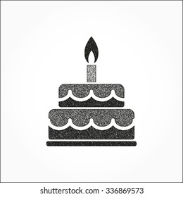 Cake icon on white background. Stipple effect. Vector illustration.