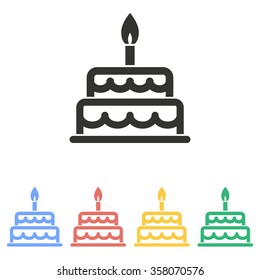 Cake  icon  on white background. Vector illustration.