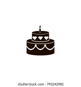Cake icon on white background. flat design