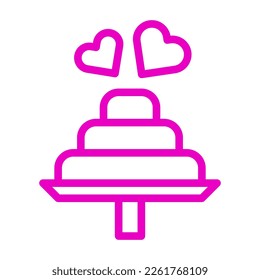 cake icon outline pink style valentine illustration vector element and symbol perfect. Icon sign from modern collection for web.