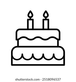 cake icon. Outline style design isolated on white background