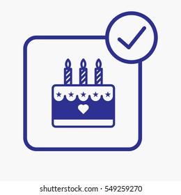 Cake Icon. Outline Style Design Symbol 