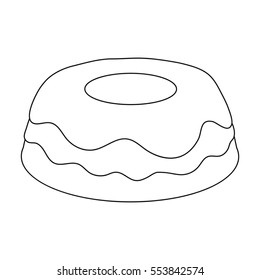 Cake icon in outline style isolated on white background. Cakes symbol stock vector illustration.