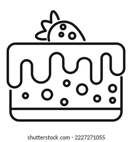 Cake icon outline vector. Happy birthday. Sweet chocolate