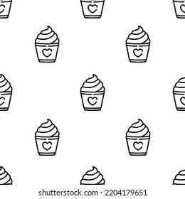 cake icon pattern. Seamless cake pattern on white background.