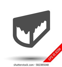 Cake icon. A piece of cake logo. A bit of cake isolated on white background. Vector illustration.