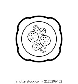 Kuchensymbol mit Platte einzeln auf weißem Hintergrund.